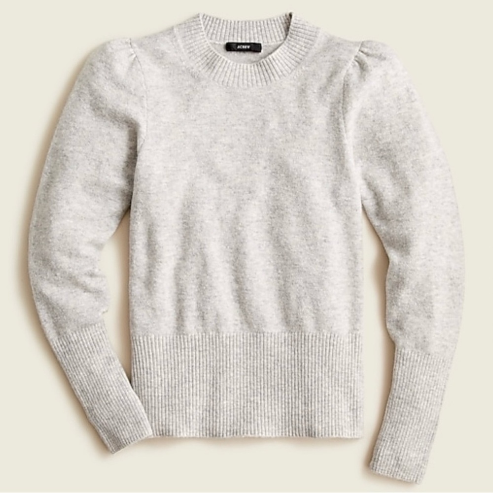 J.Crew Gray Puff Sleeve Crewneck Sweater - Picture 3 of 6